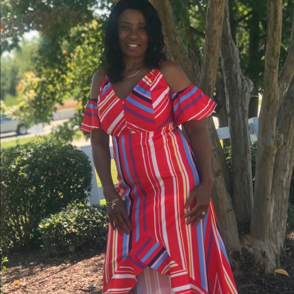 Multi color stripe HighLow Dress - Picture 1 of 1